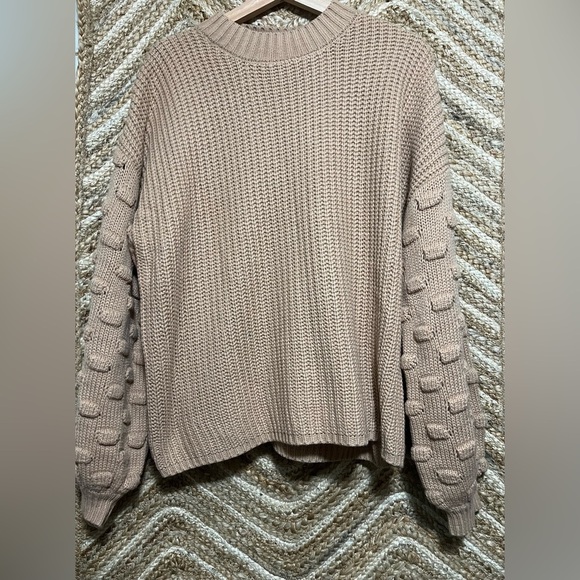 Vici Sweaters - Vici Women's Chunky Knit Beige Sweater,Lantern Sleeves,Size M